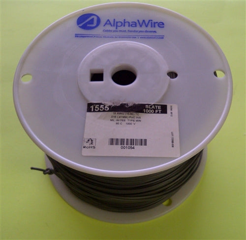 Alpha 18AWG Stranded Gray Hookup Wire 1555-1000GRY (1000 Feet)