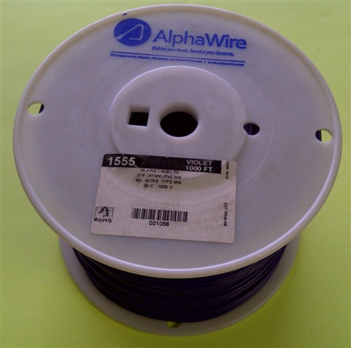 Alpha 18AWG Stranded Violet/Purple Hookup Wire 1555-1000VIO (1000 Feet)
