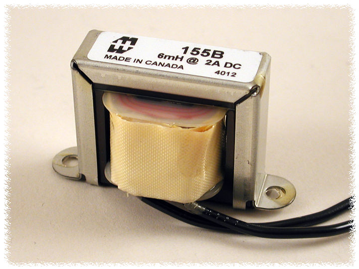 Hammond 155B DC Reactor, Filter Choke, Open Channel Mount, Inductance 6MH, DC Current 2A