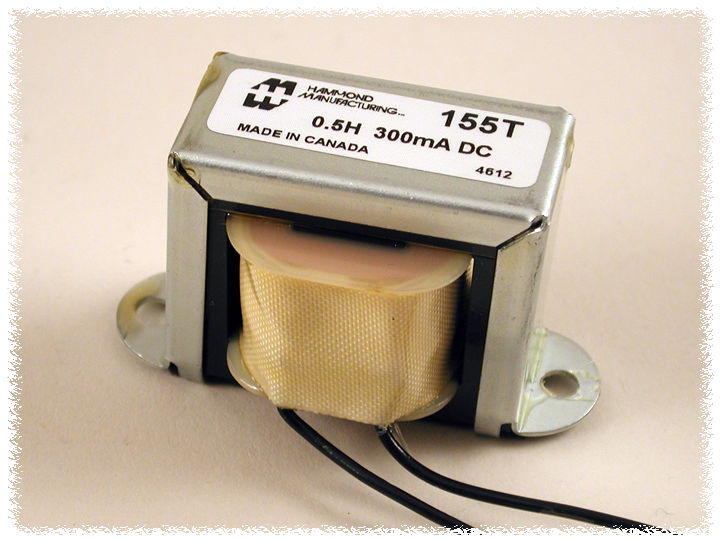 Hammond 155T DC Reactor, Filter Choke, Open Channel Mount, Inductance 0.5H, DC Current 300 mA.