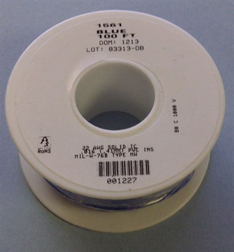 Alpha 22AWG Solid Blue Hookup Wire 1561-100BLU (100 Feet)