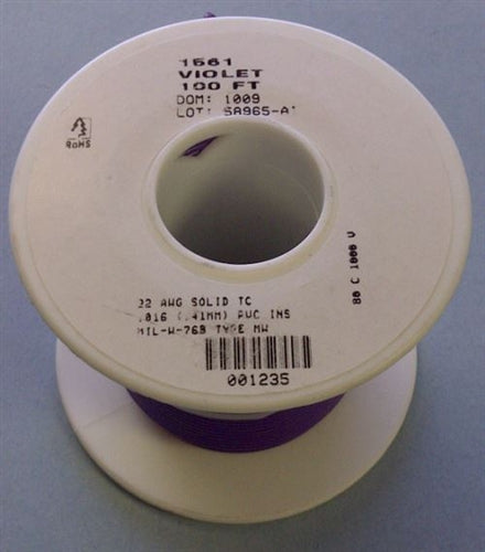 Alpha 22AWG Solid Violet/Purple Hookup Wire 1561-100VIO (100 Feet)