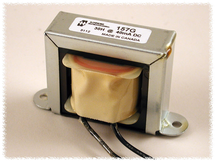 Hammond 157G DC Reactor, Filter Choke, Open Channel Mount, Inductance 30H, DC Current 40 mA.