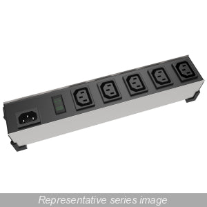 Hammond 1581T8 Power Bar 8 Outlet IEC Type in/Out 16.5" 10A/230VAC