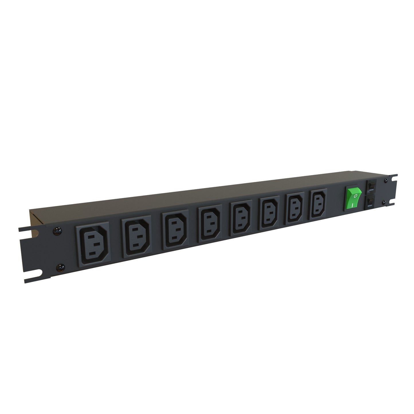 Hammond 1582H8E1BKDP IEC Rackmount Power Bar 8-Outlets On Front 10 Amps Double Pole, Illuminated On/Off Switch