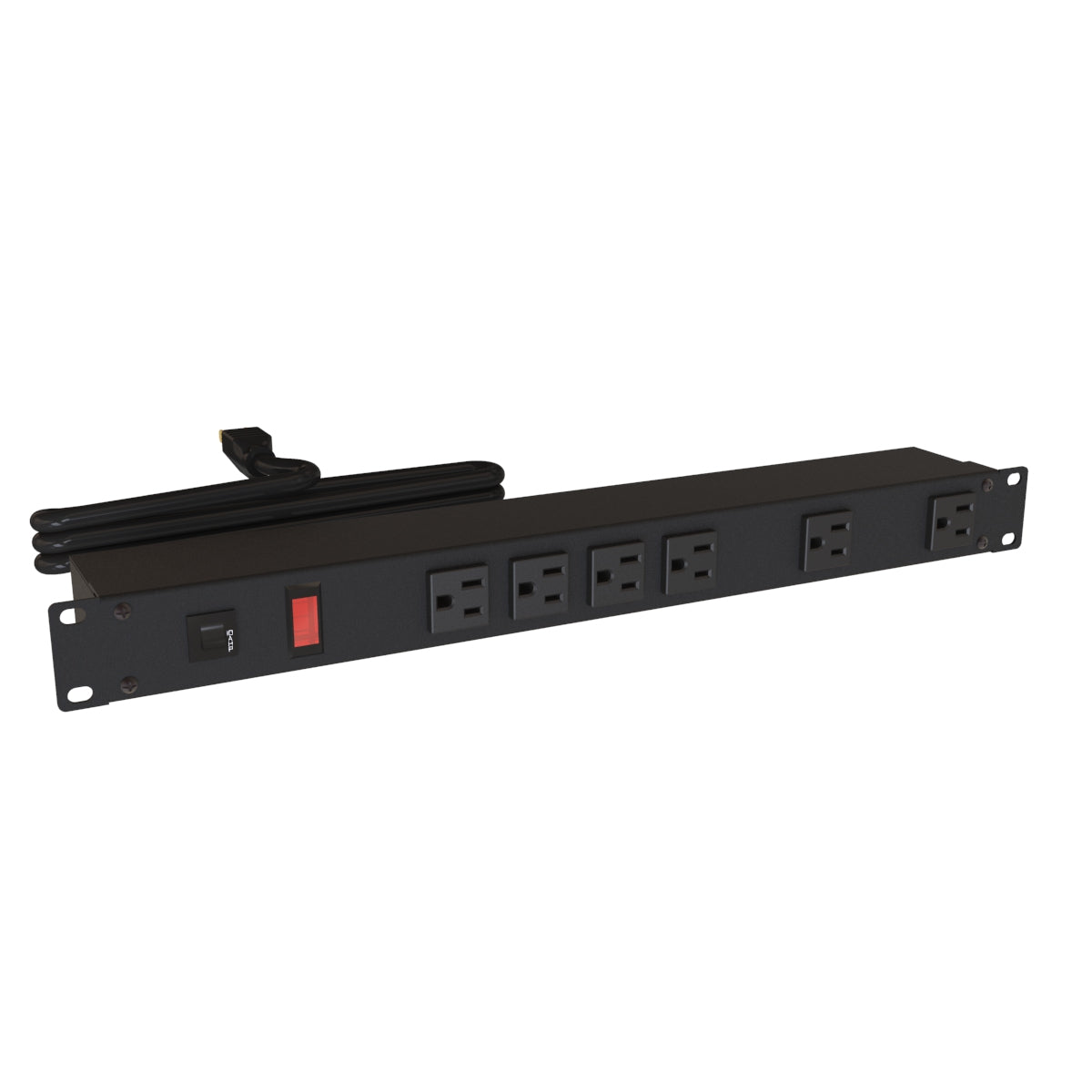 Hammond 1582T6A1BK Rack Mount Power Bar 6-Outlets On Front 15 Amps, Pilot Light, 6' Cord, Straight Plug