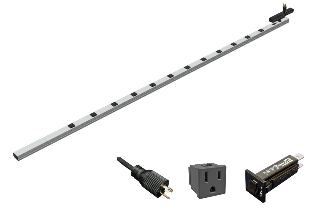 Hammond 1588H12D1JV 77" Vertical Power Strip 12-Outlets 15 Amps, On-Off Switch, 15' Shielded Cord, Locking Plug