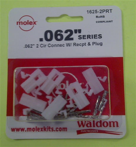 Molex 1625-2PRT .062" Connector Kit 2 Pole/Circuit, 3 Sets, Pins 18-24AWG