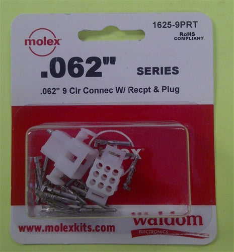 Molex 1625-9PRT .062" Connector Kit 9 Pole/Circuit, 1 Set, Pins 18-24AWG