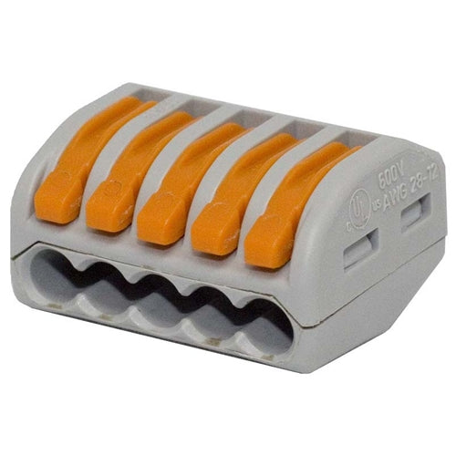 PICO 1637-14 5 Conductor Lever-Nut Wire Connector, 28-12AWG (Stranded & Solid) 600V, 10/Pack