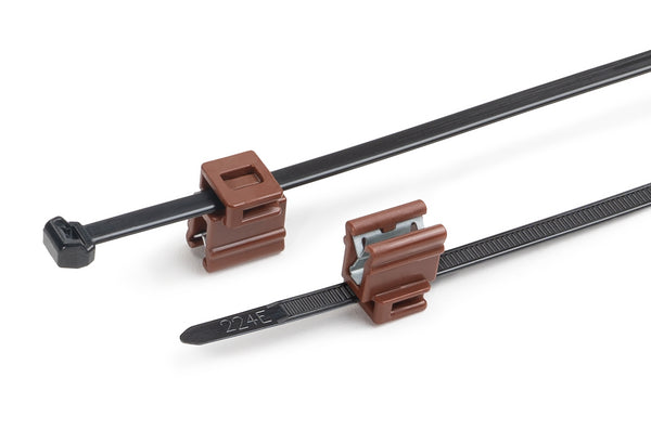 Hellermann Tyton 156-00861 Outside Serrated Cable Tie with Edge Clip, 8.0" Long, EC4B, 1 - 3 mm Panel, 50lb, PA66HS, Black, 500/pkg