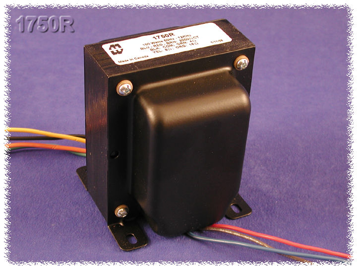 Hammond 1750R Output Transformer, Guitar Amp, 2,000 C.T. Ohm Pri., 4, 8, 16 Ohm Sec., 100W