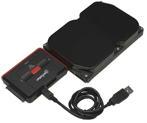 Manhattan 179195 Hi-Speed USB to Sata/Ide Adapter, 3-in-1 with One-Touch Backup, 40/44 Pin Ide USB 1.1/2.0