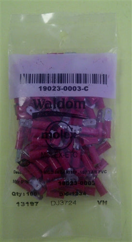 Molex 19023-0003 Red 22-18AWG .187" Male Quick Connector, Vinyl Insulated, 100/Pack