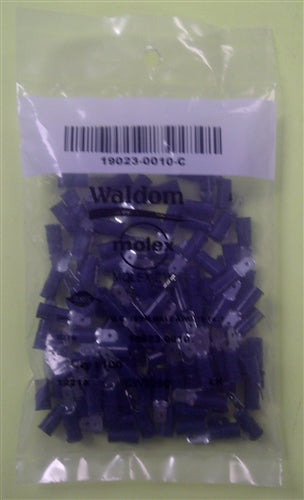 Molex 19023-0010 Blue 16-14AWG .187" Male Quick Connector, Vinyl Insulated, 100/Pack