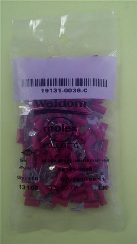 Molex 19131-0038 Red 22-18AWG #6 Spade Connector / Fork Terminal, Vinyl Insulated, 100/Pack