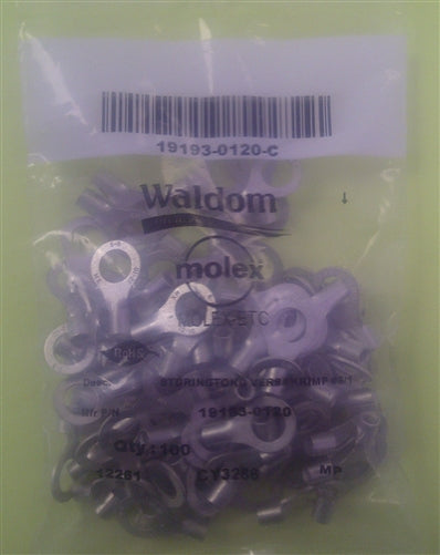 Molex 19193-0120 Non-Insulated 12-10AWG 5/16" Ring Terminal Connector, 100/Pack