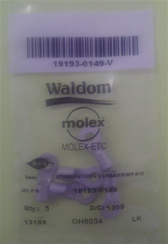 Molex 19193-0149 Non-Insulated 8AWG #10 Ring Terminal Connector, 5/Pack