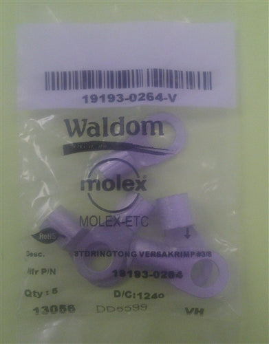 Molex 19193-0264 Non-Insulated 4AWG 3/8" Ring Terminal Connector, 5/Pack
