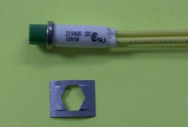 VCC 2194A5-12V Green Incandescent 12V Panel Mount Indicator Lamp, Hi-Hat, .310" Hole Diameter, Wire Leads
