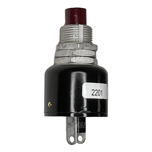 Grayhill 2201 Push Button Switch SPST Off-(On) N/O, 10A@115VAC, Red Plunger, Solder Terminals