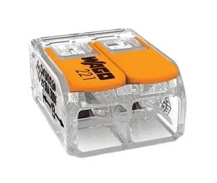 Wago 221-612 Pluggable Terminal Block, Lever Nuts, 2 Positions, Wire Sizes 20-10AWG, 450V 41A Rated, 50/Pack