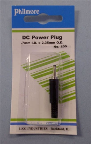 Philmore 235 DC Coaxial Power Plug .7mm x x 2.35mm with Solder Lug Terminals