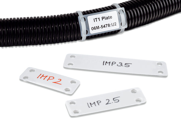 Hellermann Tyton IMP1.7510C2 Identification Marker Plate, 1.75" x .75", Nylon, White, 100/pkg