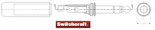 Switchcraft 297 3 Pole Stereo 1/4" Cable Mount Phone Plug, Nickel Metal Handle with Solder Lugs and Cable Clamp