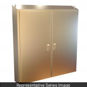 Hammond 2STFS747512S16 N4X Slope Top 2 Door Freestanding Enclosure w/Panel - 74" x 75" x 12" - 316 Stainless Steel