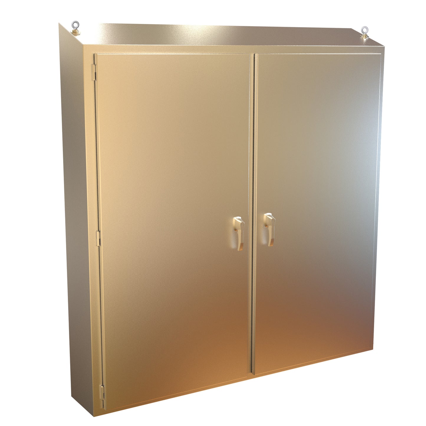 Hammond 2STFS747512SS N4X Slope Top 2 Door Freestanding Enclosure w/Panel - 74" x 75" x 12" - 304 Stainless Steel