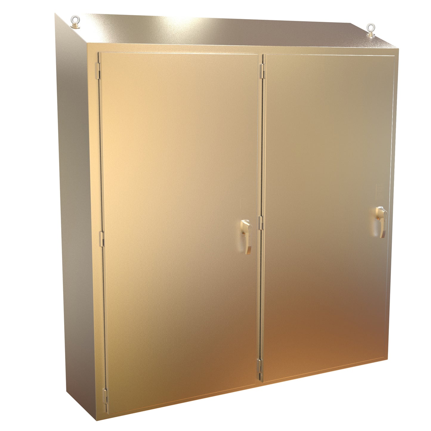 Hammond 2STFSD747518SS N4X Slope Top 2 Door Freestanding Disconnect Enclosure w/Panel - 74" x 75" x 18" - 304 Stainless Steel