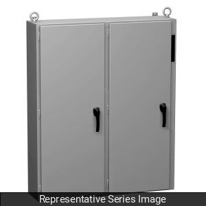 Hammond 2UD606212FTC N12 Two Door Disconnect Enclosure W/ Panel - 60.13" x 62" x 12.13" - Steel/Gray