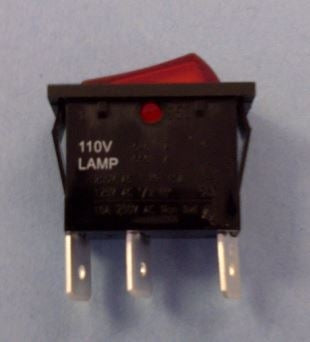 Philmore 30-069 Narrow Lighted Rocker Switch SPST On-Off, 16A@125VAC/250VAC, Red Translucent, QC Terminals