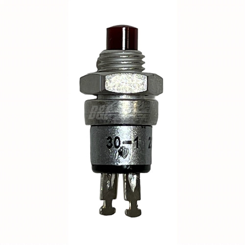Grayhill 30-1 Miniature Push Button Switch SPST Off-(On) N/O, 1A@115VAC, Red Plunger, Solder Terminals