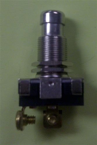 Philmore 30-1426 Heavy Duty Chrome Push Button Switch, SPST Off-(On), 15A@125VAC / 10A@250VAC, Screw Terminals