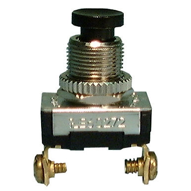 Philmore 30-457 Momentary Push Button Switch SPST Off-(On), 6A@120VAC / 3A@240VAC, Black Button, Screw Terminals