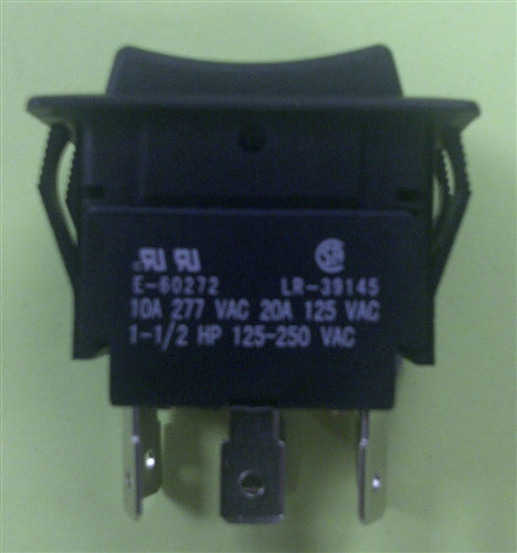 Philmore 30-690 Heavy Duty Rocker Switch DPDT On-Off-(On), 20A@125VAC / 10A@277VAC, QC Terminals