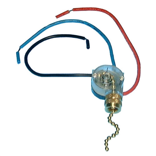 Philmore 30-9158 Pull Chain Switch, Two Circuit, 3 Way (L-1, L-2, L-1&2, Off), 6A@125VAC / 3A@250VAC, Wire Leads