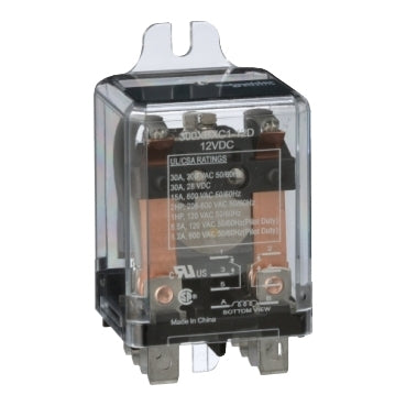 Schneider 300XBXC1-12D Relay 12VDC DPDT 30A@300VAC/28VDC, 15A@600VAC, Flange Mount, UL/CSA