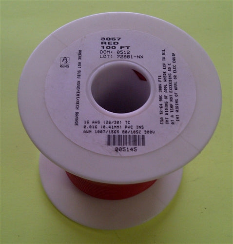 Alpha 16AWG Stranded Red Hookup Wire 3057-100RED 300V CSA TR-64 FT1 (100 Feet)