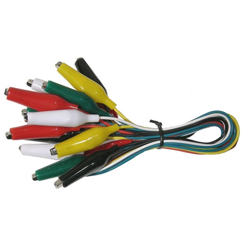 Mode 33-220-0 Heavy Duty Alligator Clip Lead Set, 24" Long 10/Pack (2 Each: Red/Black/White/Green/Yellow)