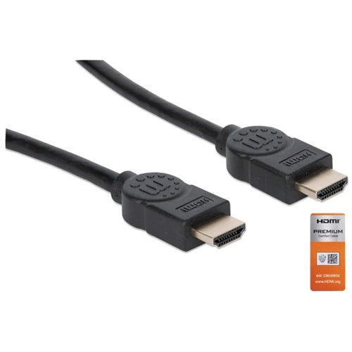 Manhattan 355360 High Speed HDMI Cable with Ethernet, 4k@60Hz Uhd, Hec, Arc, 3D, 18 GBps Bandwidth, 5M (15 Ft.), Black