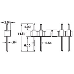 Mode 36-140G-0 Single Row 40 Pin .100" PC Straight Breakaway Header