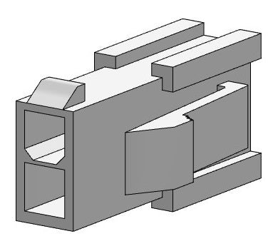 Molex 39-01-2021 Mini-Fit Jr. Plug Housing, Dual Row, 2 Position, UL 94V-2, with Panel Mounting Ears, Natural