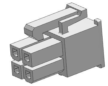 Molex 39-01-2040 Mini-Fit Jr. Receptacle Housing, Dual Row, 4 Position, UL 94V-2, Natural