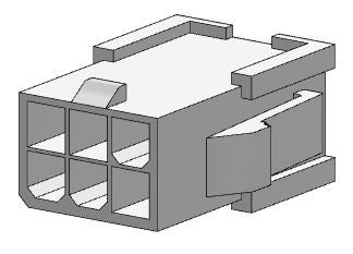Molex 39-01-2061 Mini-Fit Jr. Plug Housing, Dual Row, 6 Position, UL 94V-2, with Panel Mounting Ears, Natural