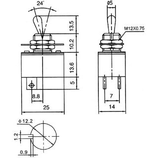 Mode 42-210-0 Standard Toggle Switch, SPST On-Off, 4A@125V / 2A@250V, Solder Style