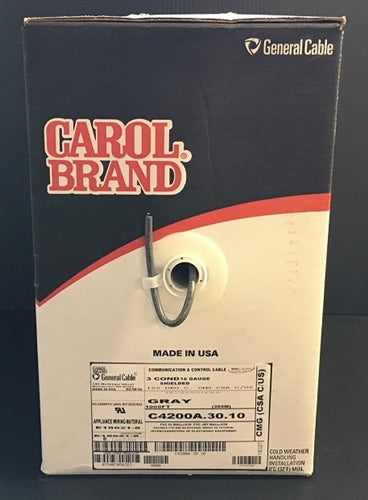 General Cable C4200A 16/3 Stranded Shield CMG/FT4 600V 105C Black/White/Red, Gray PVC Jacket (305M = Full Roll)