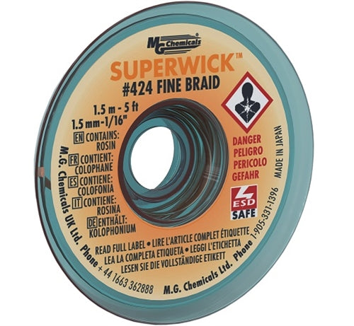 MG Chemicals 424 Super Wick #2 Yellow .050" Desoldering Braid (5ft)